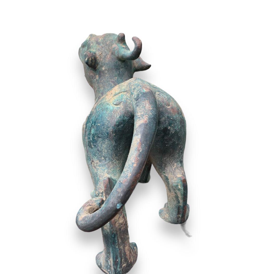 青銅器 獅子　一角獣　長尾獣　中国古玩 漢時代　犠動　置物　骨董