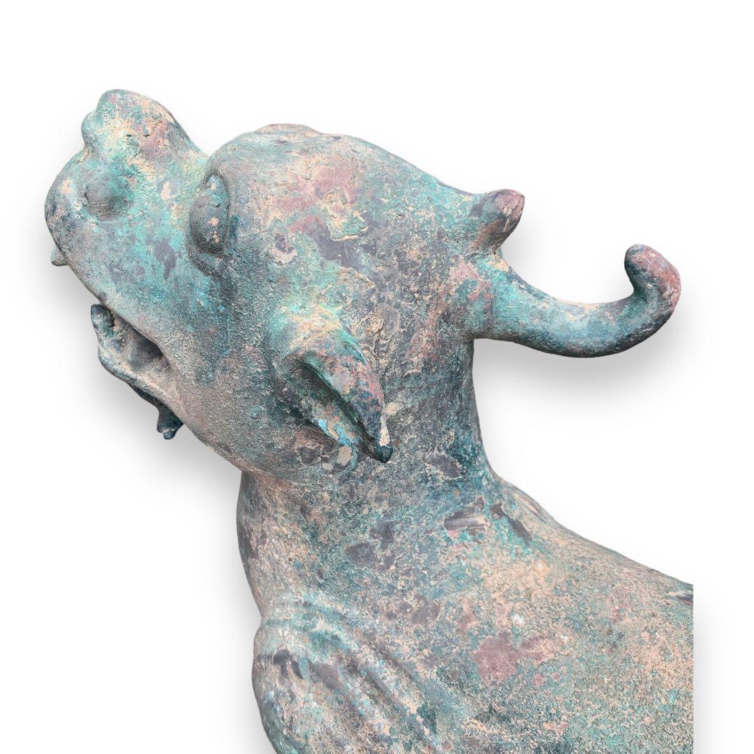 青銅器 獅子　一角獣　長尾獣　中国古玩 漢時代　犠動　置物　骨董