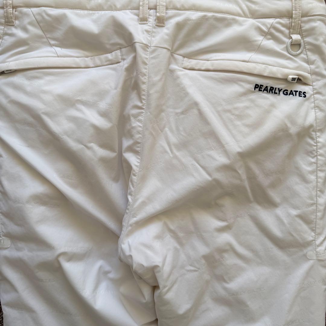現行モデル　中綿　防寒　パーリーゲイツ　パンツ　L〜XL相当 白　総柄　5