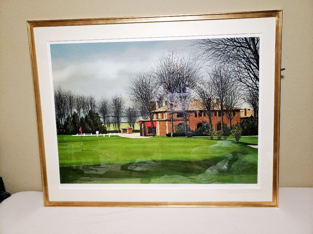 【希少】ジャック、デベルト　シャンタコゴルフ場リトグラフ 116cm 直筆サイン