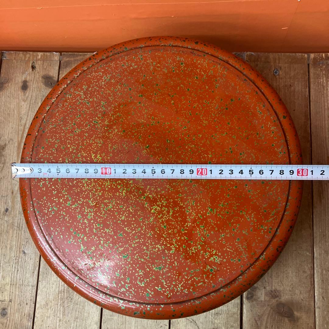 D-4 漆器 茶びつ 飯台 蓋付き桶 菓子器 天然木 伝統工芸 津軽塗 七々子塗