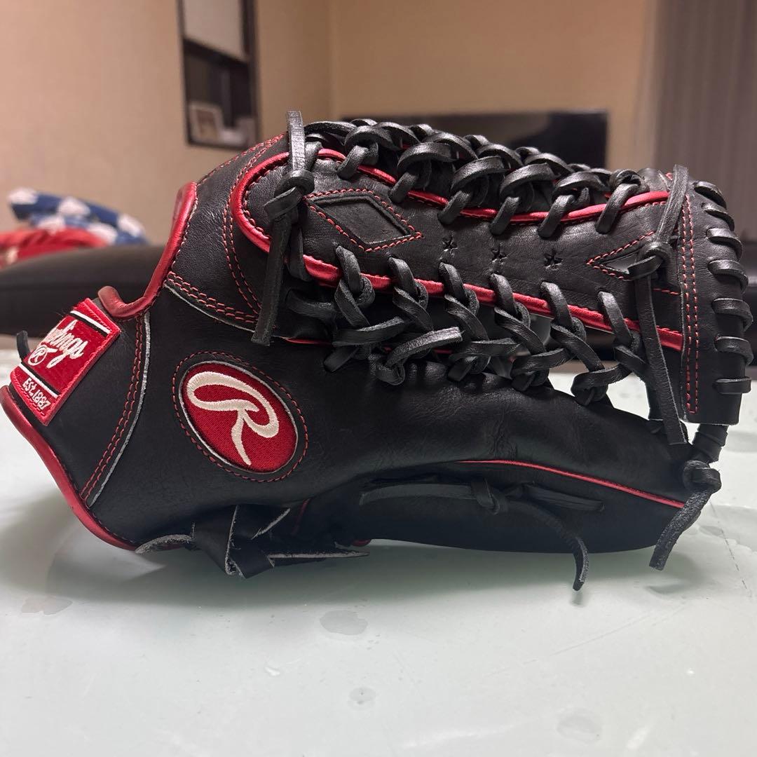 ローリングス 外野用軟式グローブ　黒/赤