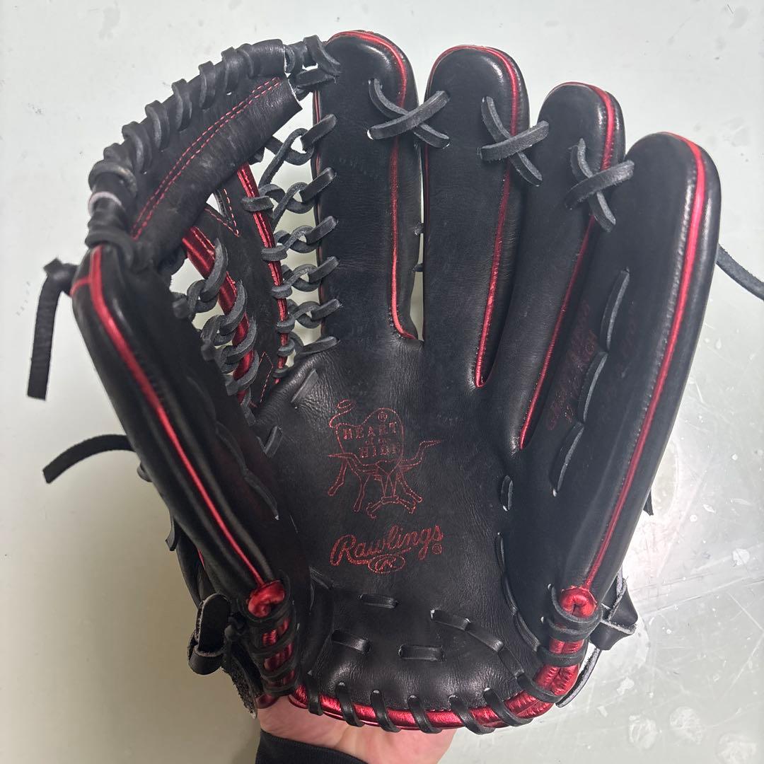 ローリングス 外野用軟式グローブ　黒/赤
