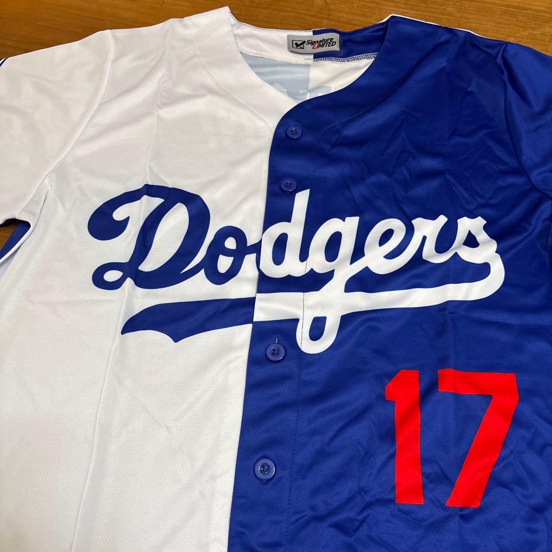 ドジャース 大谷 翔平 ユニフォーム ハーフ ミックス サインプリント #17