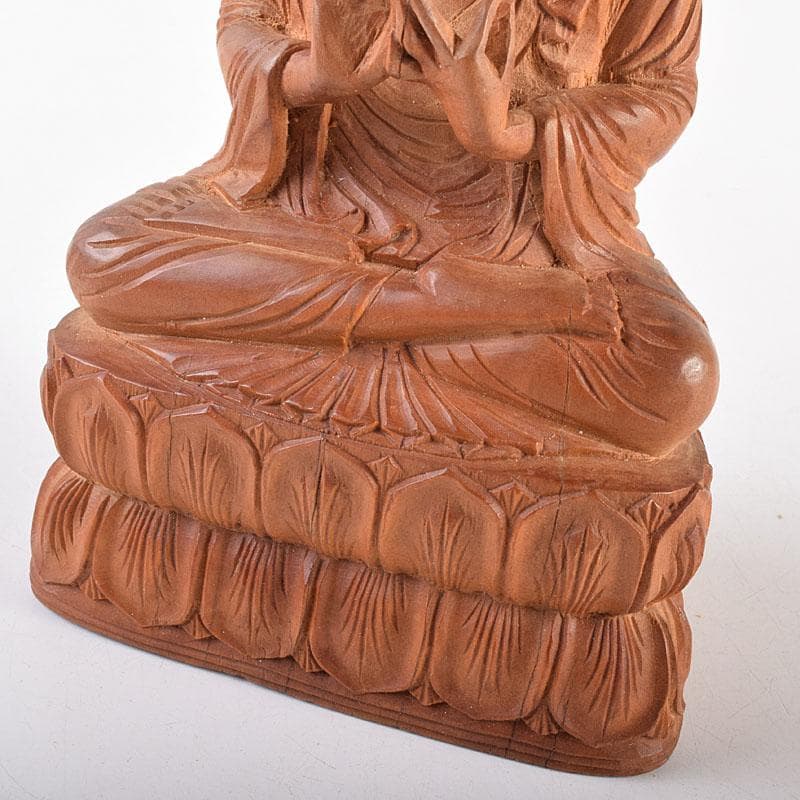 仏教美術　青佑作　白檀彫刻　釈迦座像　仏像　置物　共箱　C　7011