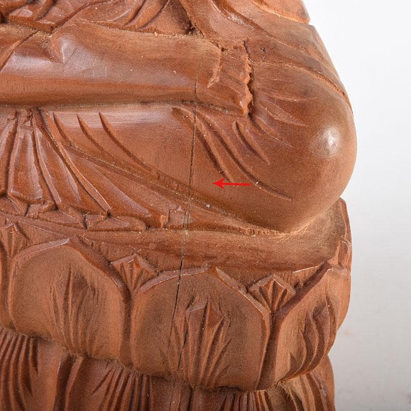 仏教美術　青佑作　白檀彫刻　釈迦座像　仏像　置物　共箱　C　7011