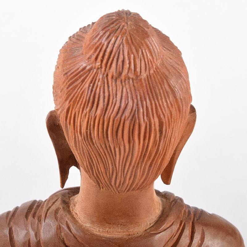 仏教美術　青佑作　白檀彫刻　釈迦座像　仏像　置物　共箱　C　7011