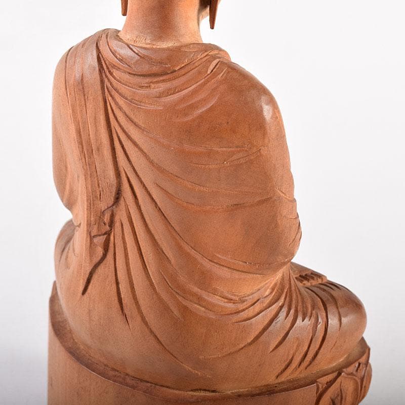 仏教美術　青佑作　白檀彫刻　釈迦座像　仏像　置物　共箱　C　7011