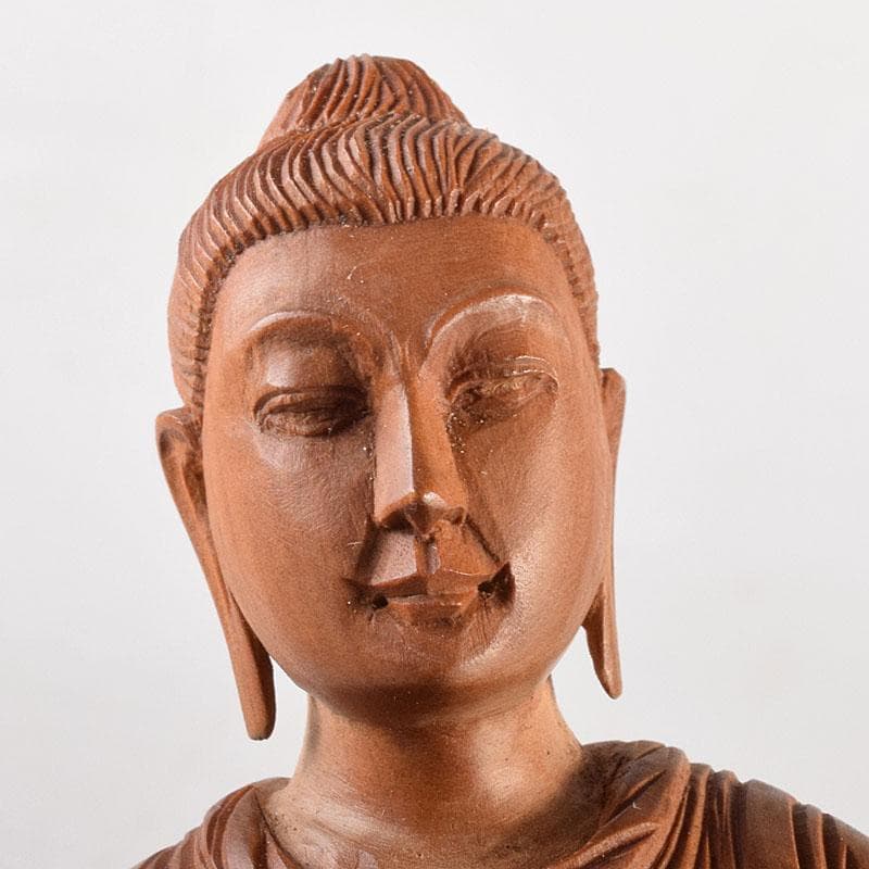 仏教美術　青佑作　白檀彫刻　釈迦座像　仏像　置物　共箱　C　7011