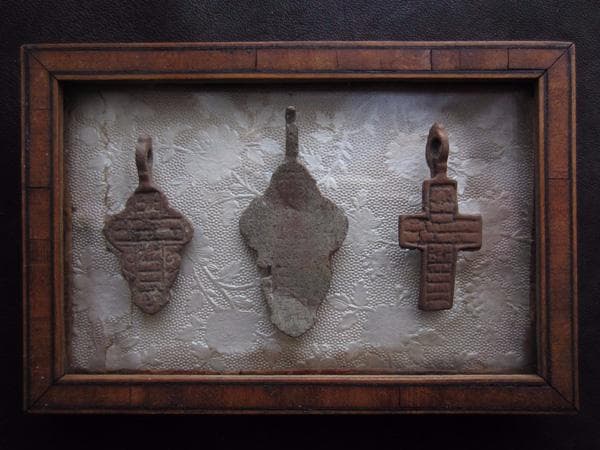 17世紀　ロシアン・クロス　3点セット　19　アンティーク　ブロンズ　ロザリオ