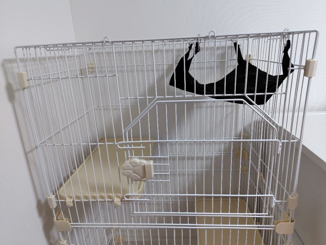 猫ケージ 3段 ハンモック キャスター付き コンパクト キャットケージ天井扉