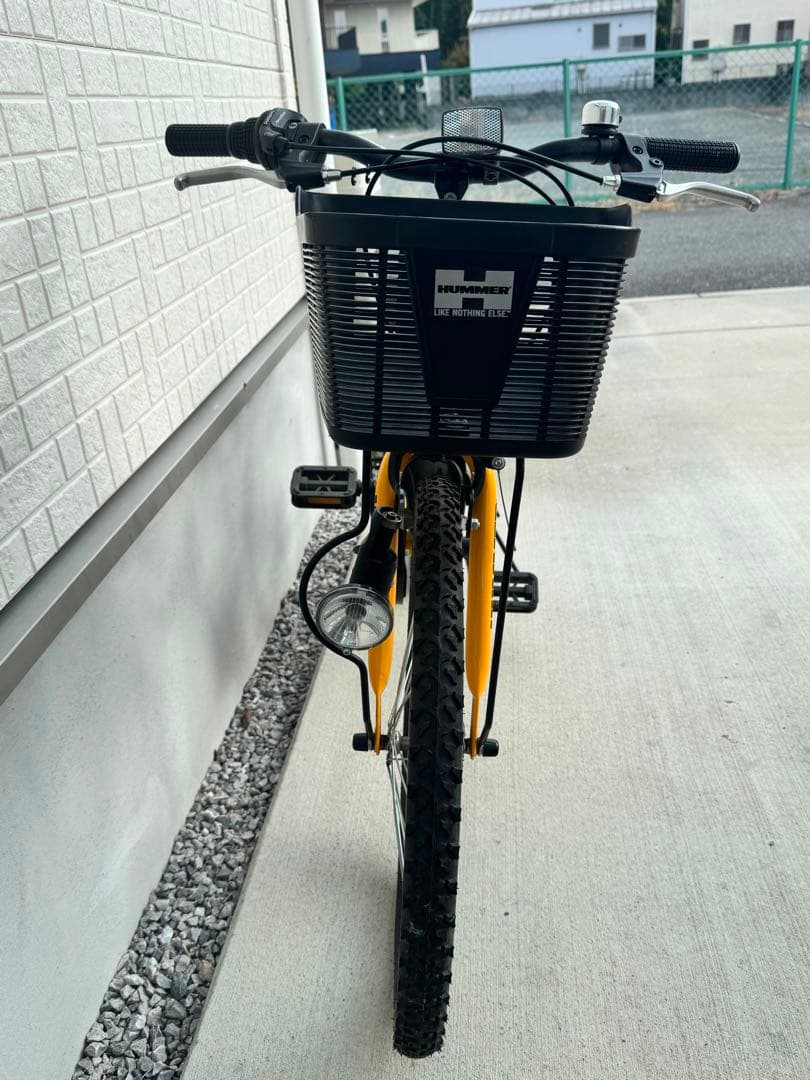 HUMMER キッズ自転車 イエロー 前カゴ付き 22インチ