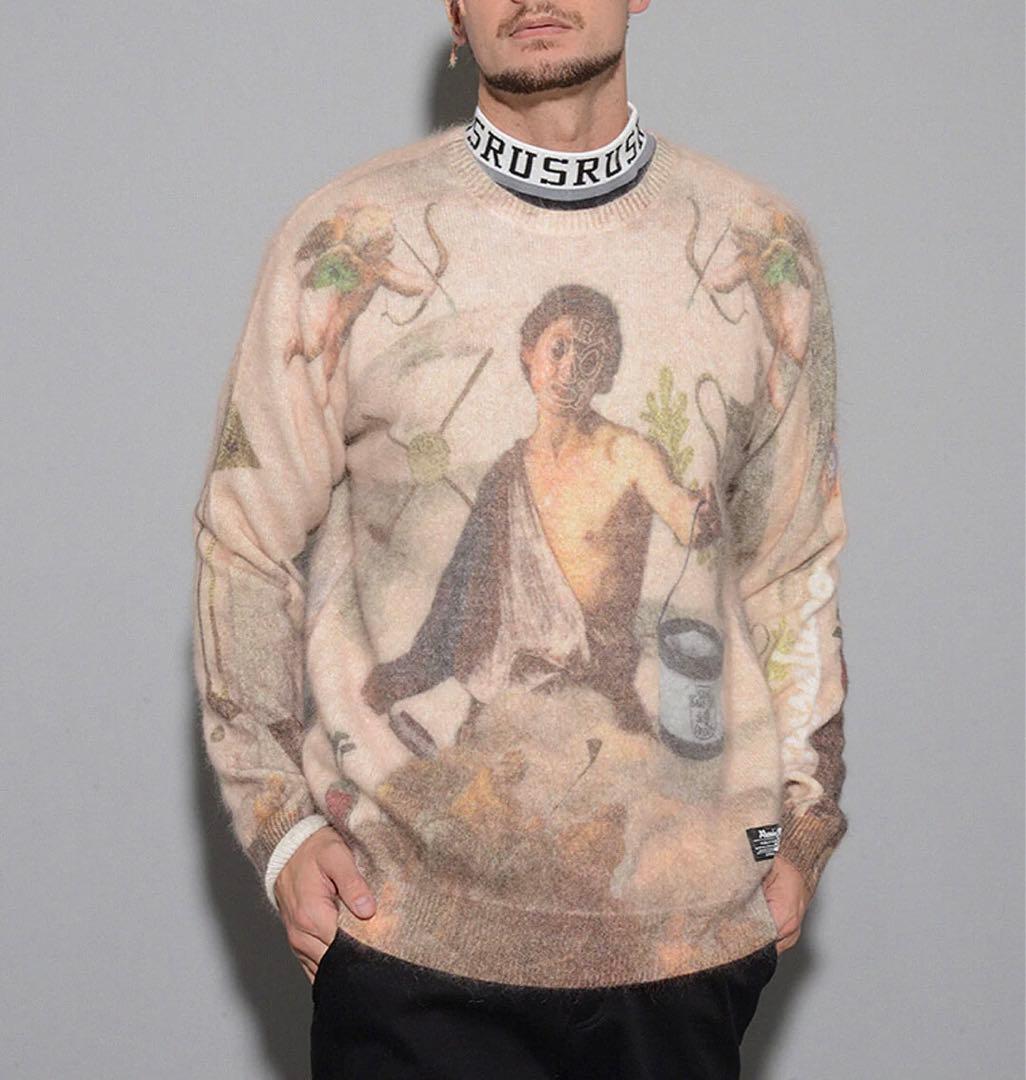 新品 ラッセルノ ゴルフ グラフィック ニット セーター アイボリー M 4