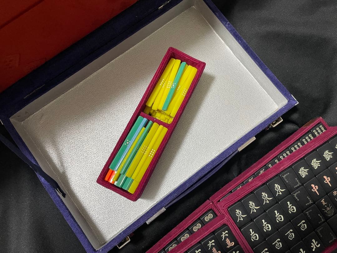 洗浄済み　骨董品　麻雀牌　黒牌　昭和レトロ