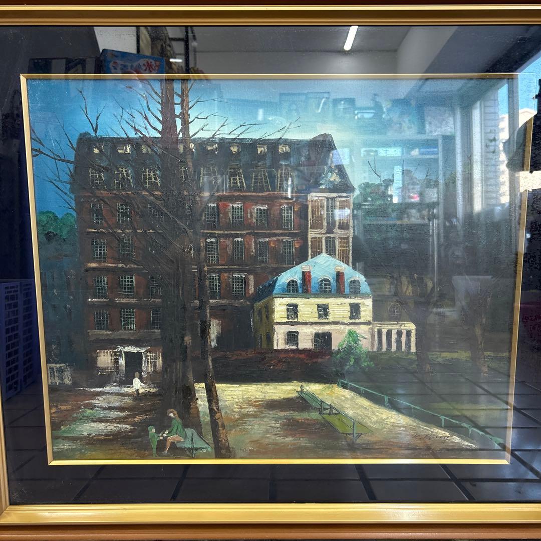 大作　　K.PERRY 油絵　風景画　公園　街並み