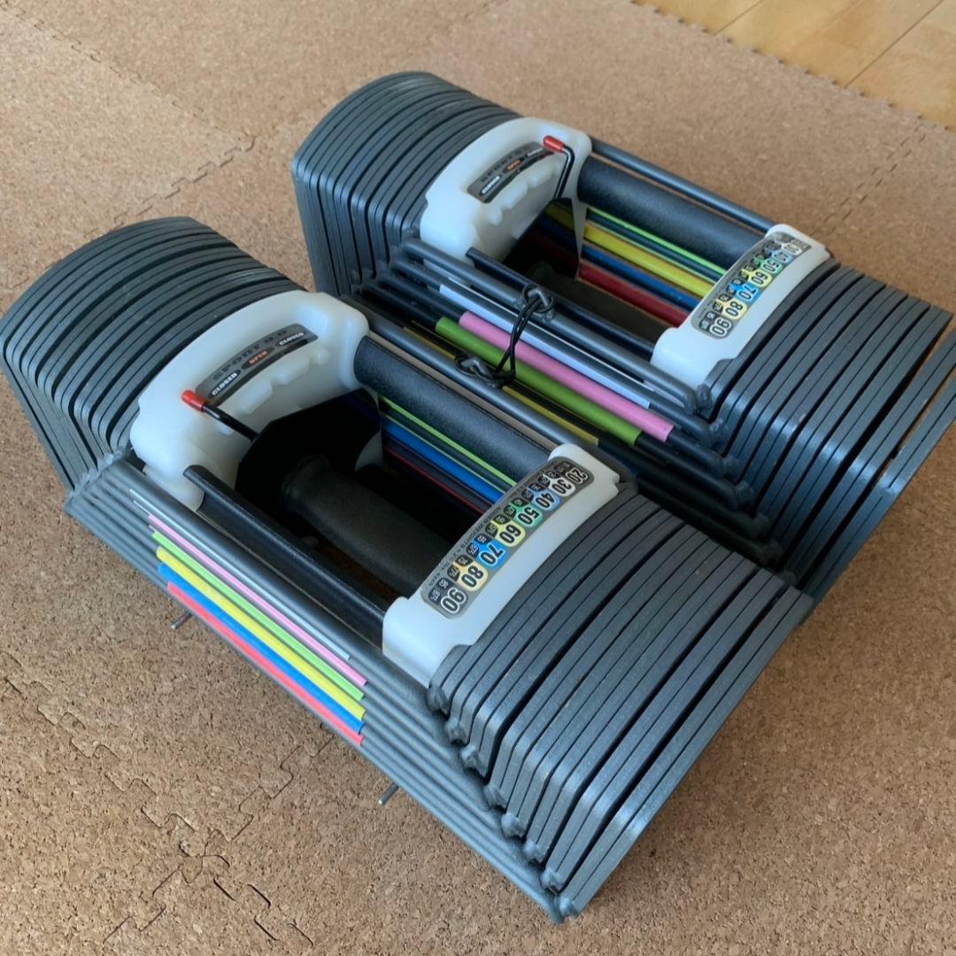 【ツル】ワンタッチ可変式ブロックダンベル(27段階） 20〜90ポンド ②