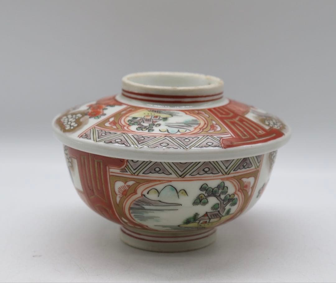 大聖寺手　伊万里色絵蓋茶碗4点　送料込み250929