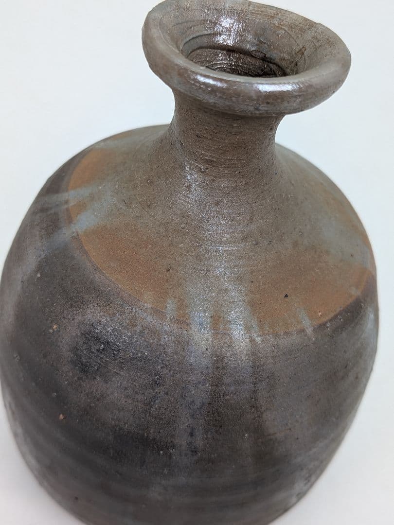 備前市無形文化財 榊原清人 備前焼 銀彩徳利花入 共箱 とっくり 一輪挿し花瓶