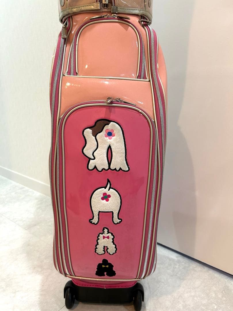 ゴルフバッグ　キャスター付　郵便バッグ付&ヘッドカバー付　pink MU