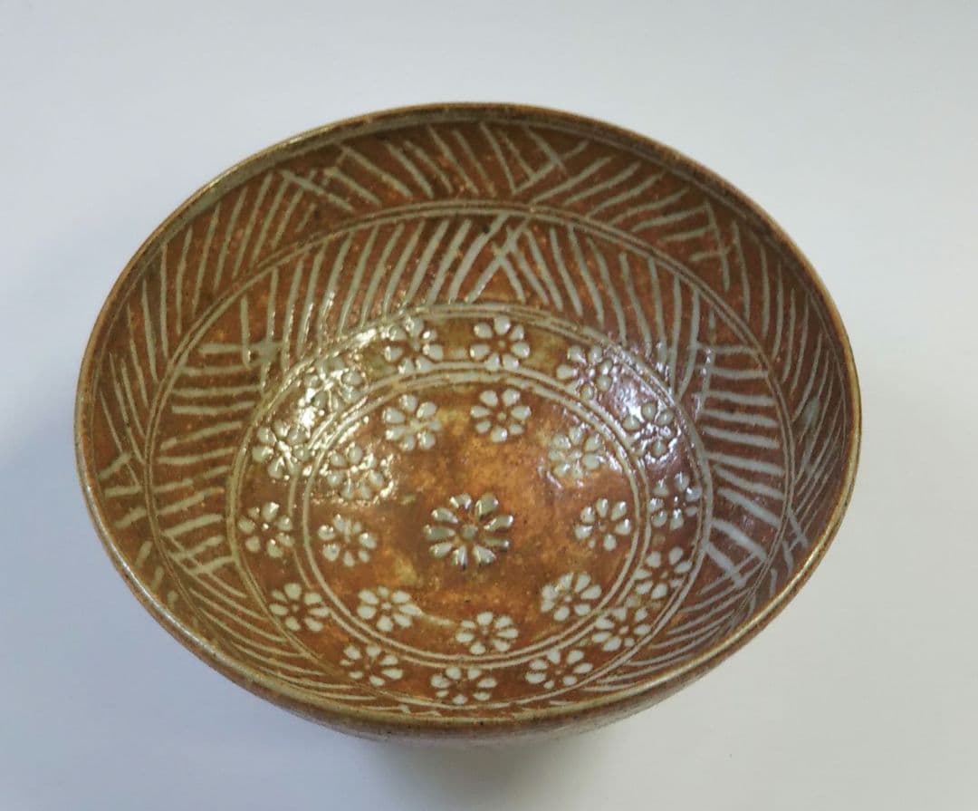 茶道具 茶碗 彫三島 高麗 高麗写 高槻 古曽部 寒川義崇 共箱