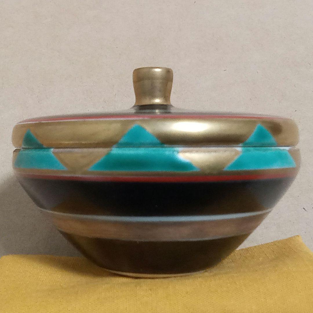 香合　色絵　独楽　平安桃山