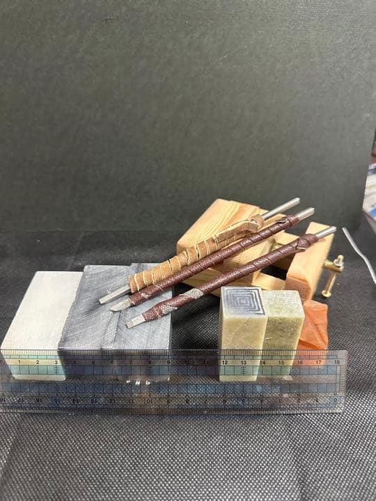 篆刻　 セット　青田石　白河石　黒石　篆刻刀　印床　初心者　お買得
