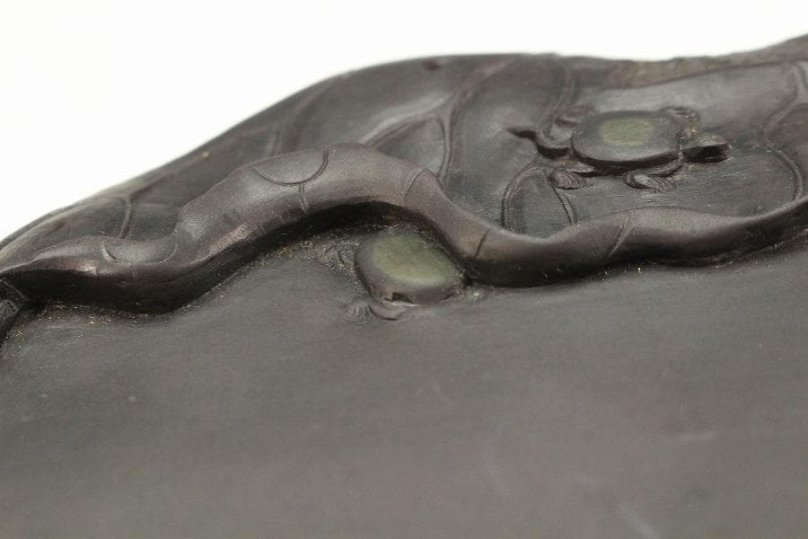 中国美術 硯 蓮 端渓 紫檀箱 文房具(K-LC729)