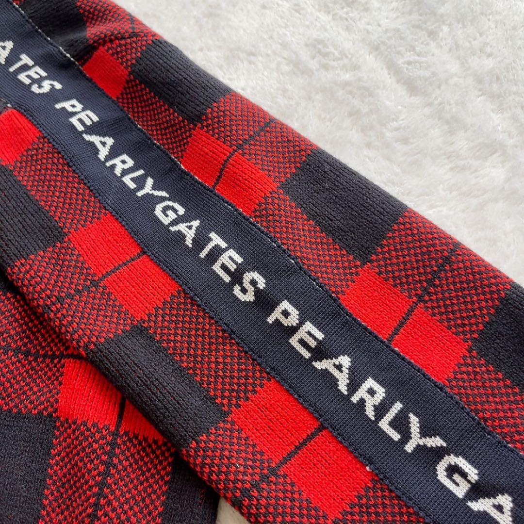 美品 パーリーゲイツ　セットアップ　モックネック　スカート　レッド　チェック