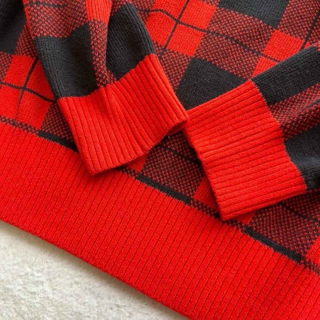 美品 パーリーゲイツ　セットアップ　モックネック　スカート　レッド　チェック