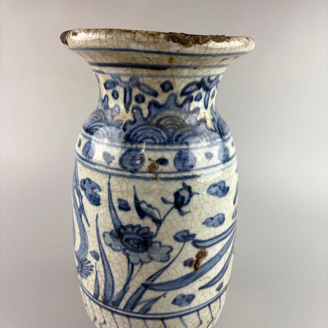 中国 花瓶 花入れ 染付 花器