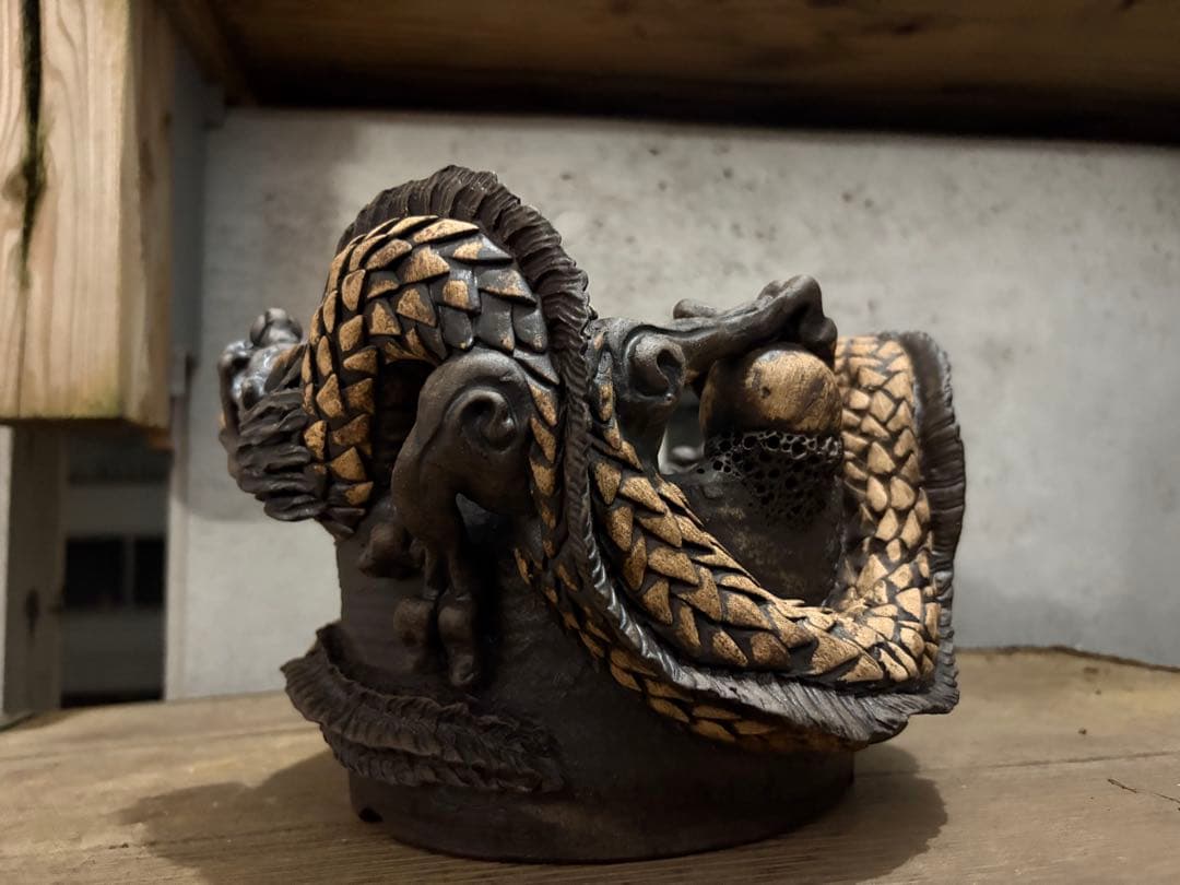 龍　盆栽鉢　彫刻 陶芸　作家鉢　芸術品　入手困難