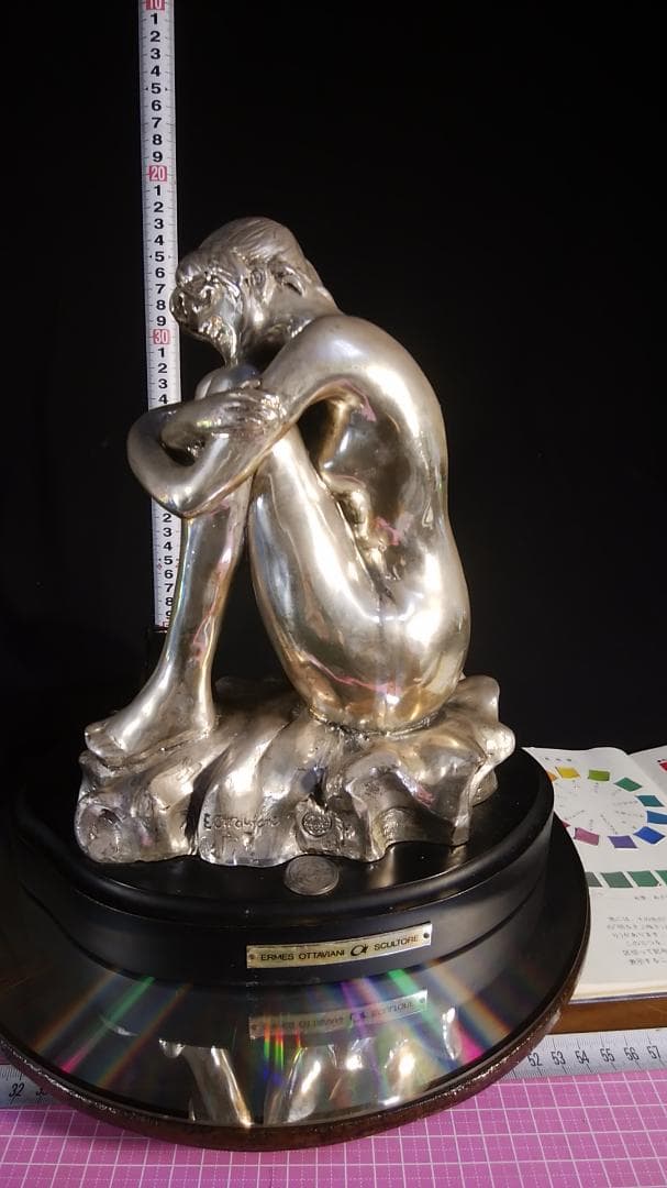 ロ*o様 エルメス★純 銀メッキブロンズ風裸婦彫刻像/高２８cm重４ ㎏少女ヌー