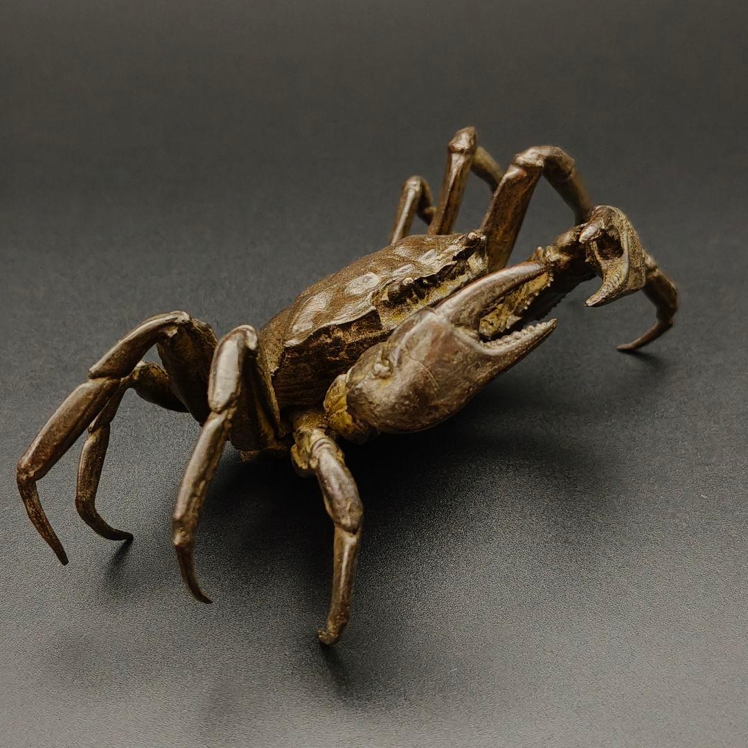 ト*ン様 年末セール　銅製置物　蟹　カニ　茶道具　雨宮宗作　刻印あり　金工品　美