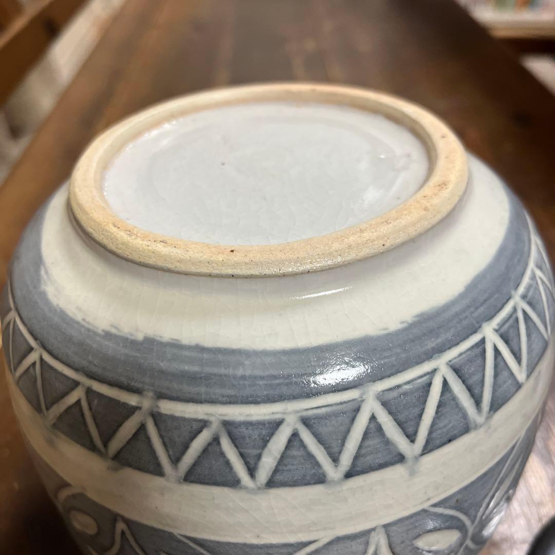 作家　陶芸作家　茶道具　水指　刻文水指　工芸品