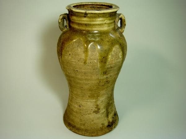 花瓶■古黄瀬戸 古い時代物の耳付瓶 涙痕壷 古壷 立ち壺 在銘 古美術 骨董品■