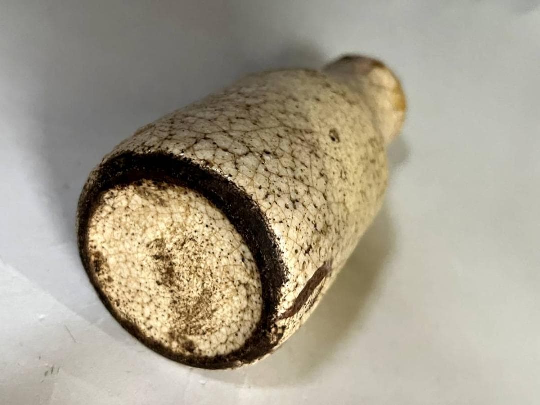 花瓶■古志野 丸紋 桃山期 華入 徳利型 古い花器 唐草 時代物 骨董品 名品■