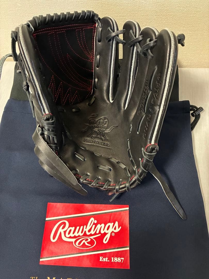 Rawlings プロエクセル 軟式グローブ 黒/赤