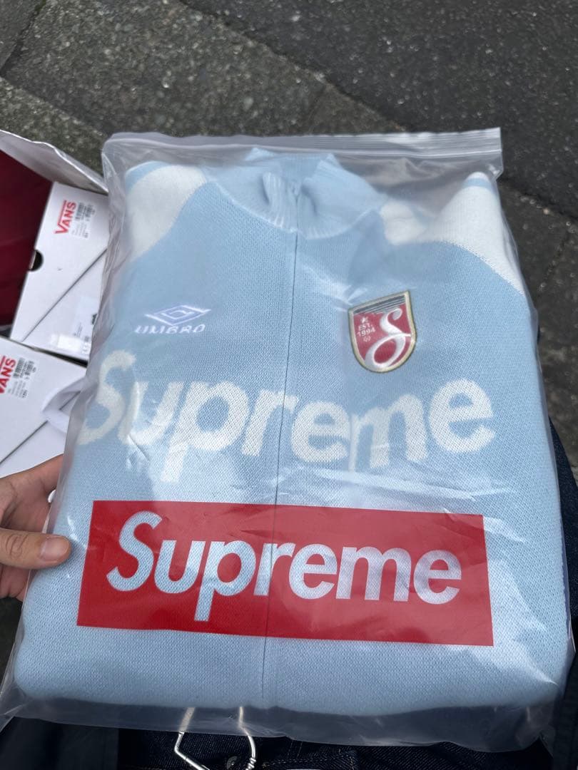 応援グッズ Supreme x Umbro Zip Up Sweater LightBlue