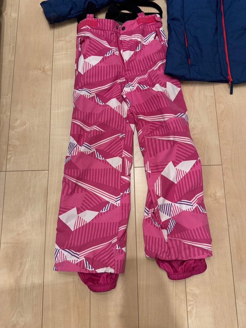 子ども用スキーウェアセット ネイビー&ピンク　パンツノースフェイス