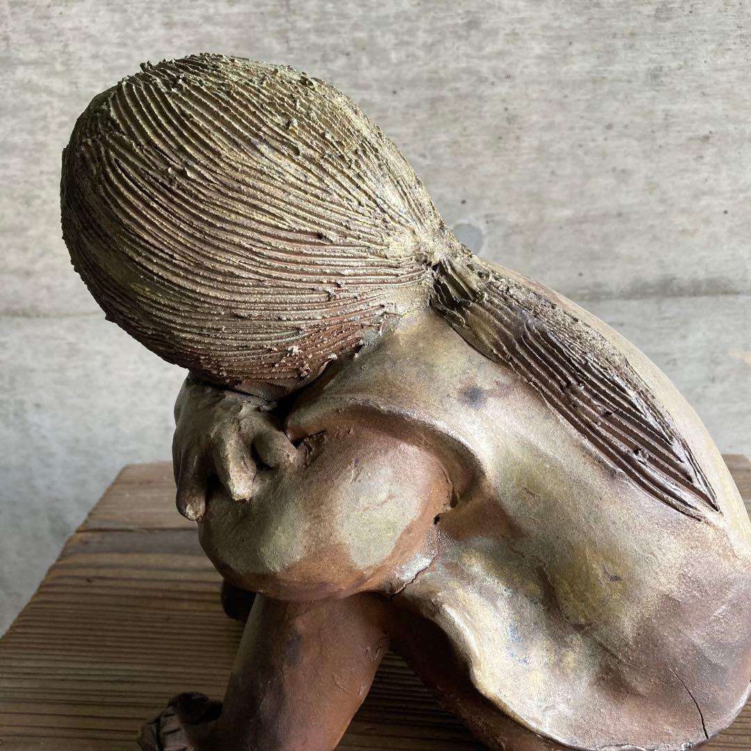 童子 子供 わらべ 像 陶器 陶芸 彫刻 置物 工芸品 和風 オブジェ レトロ