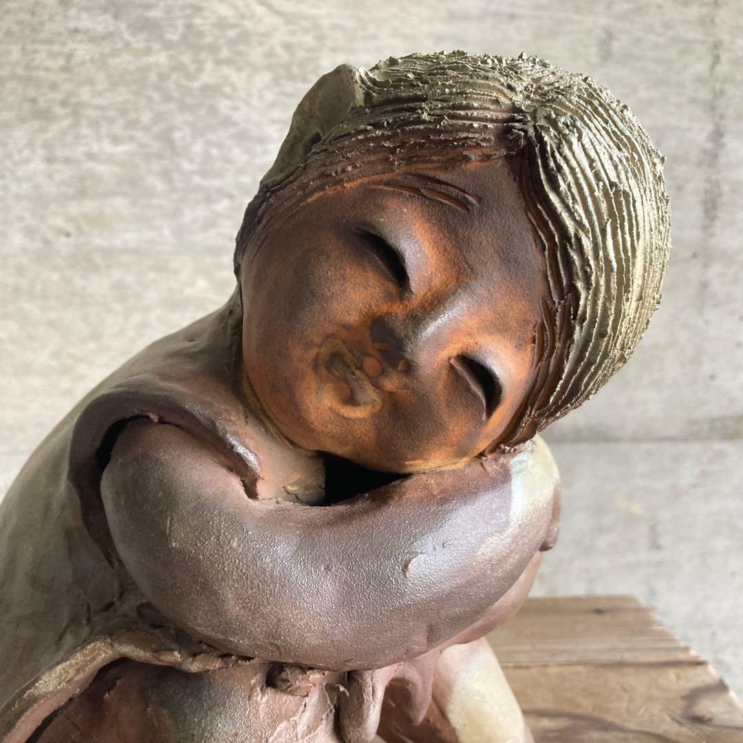 童子 子供 わらべ 像 陶器 陶芸 彫刻 置物 工芸品 和風 オブジェ レトロ