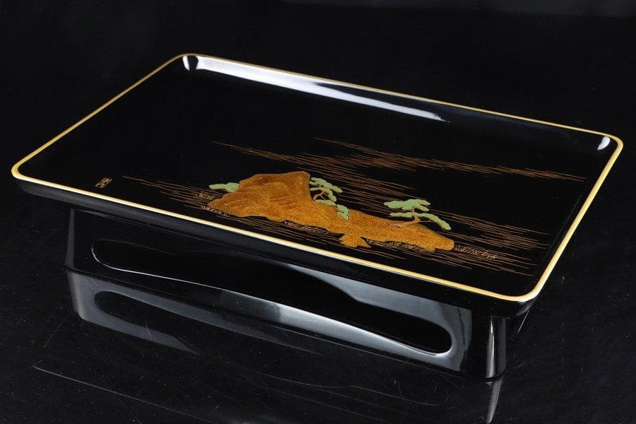 専用Y2280 輪島塗蒔絵師 北清右衛門 山水彩色色絵蒔絵 御屠蘇一式 共箱