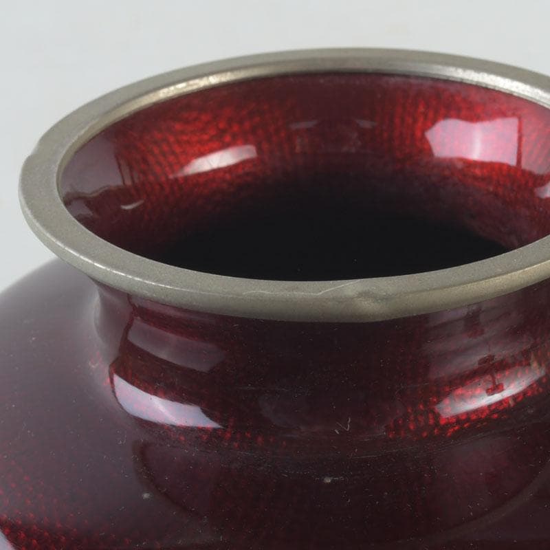 七宝焼　赤透釉　四君子文　花瓶　高さ約31㎝　V　9737A