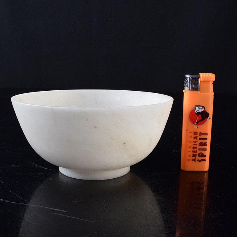 中国　玉石白玉彫刻　茶碗　C　R8268