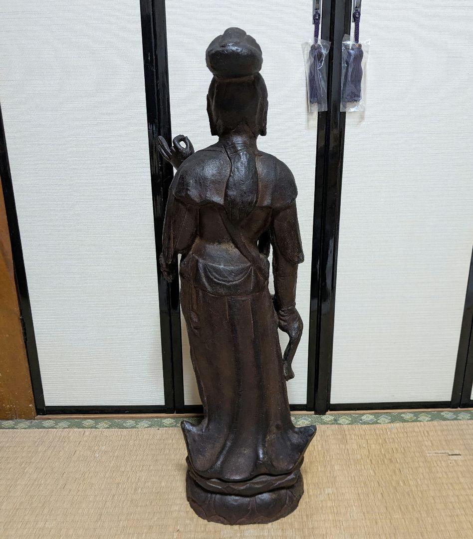 備前焼 観音菩薩立像 仏像 置物 細工物 仏教 観音様 在銘 作家作品 塑像