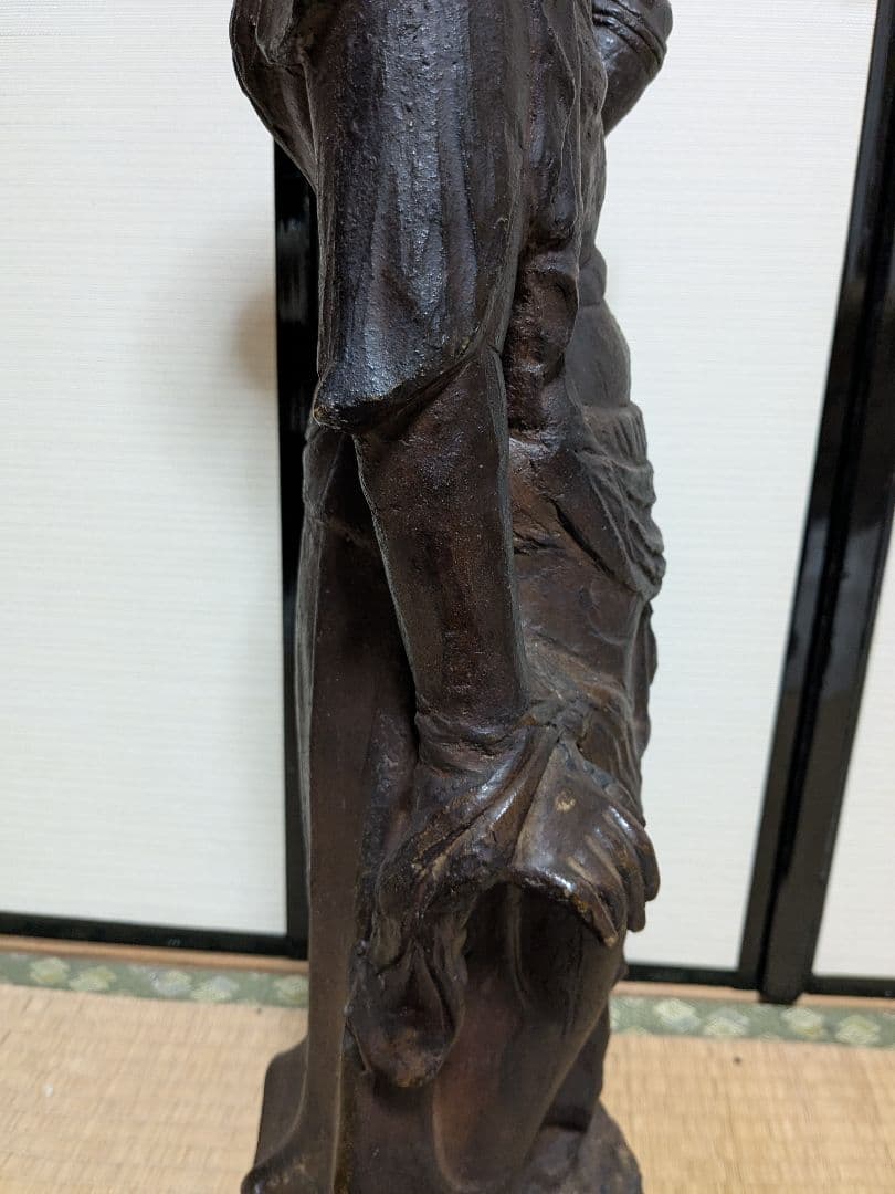 備前焼 観音菩薩立像 仏像 置物 細工物 仏教 観音様 在銘 作家作品 塑像