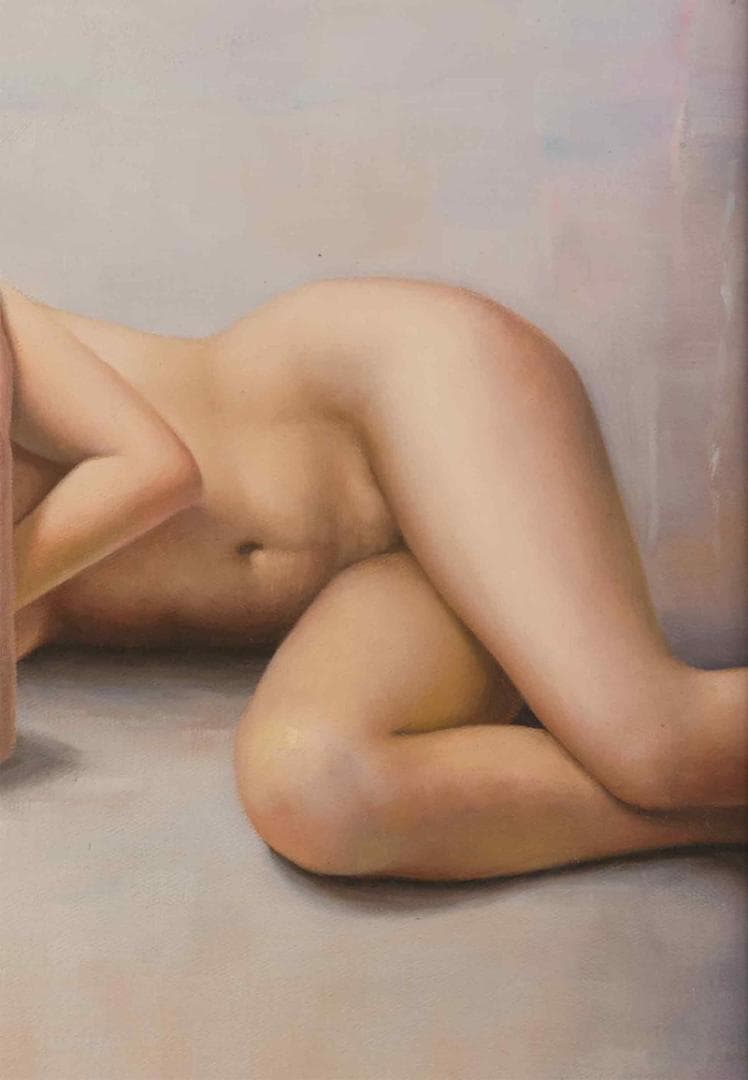 加山雄三　油彩　肉筆『裸婦』表サイン　裏サイン　F8号　額装　z68