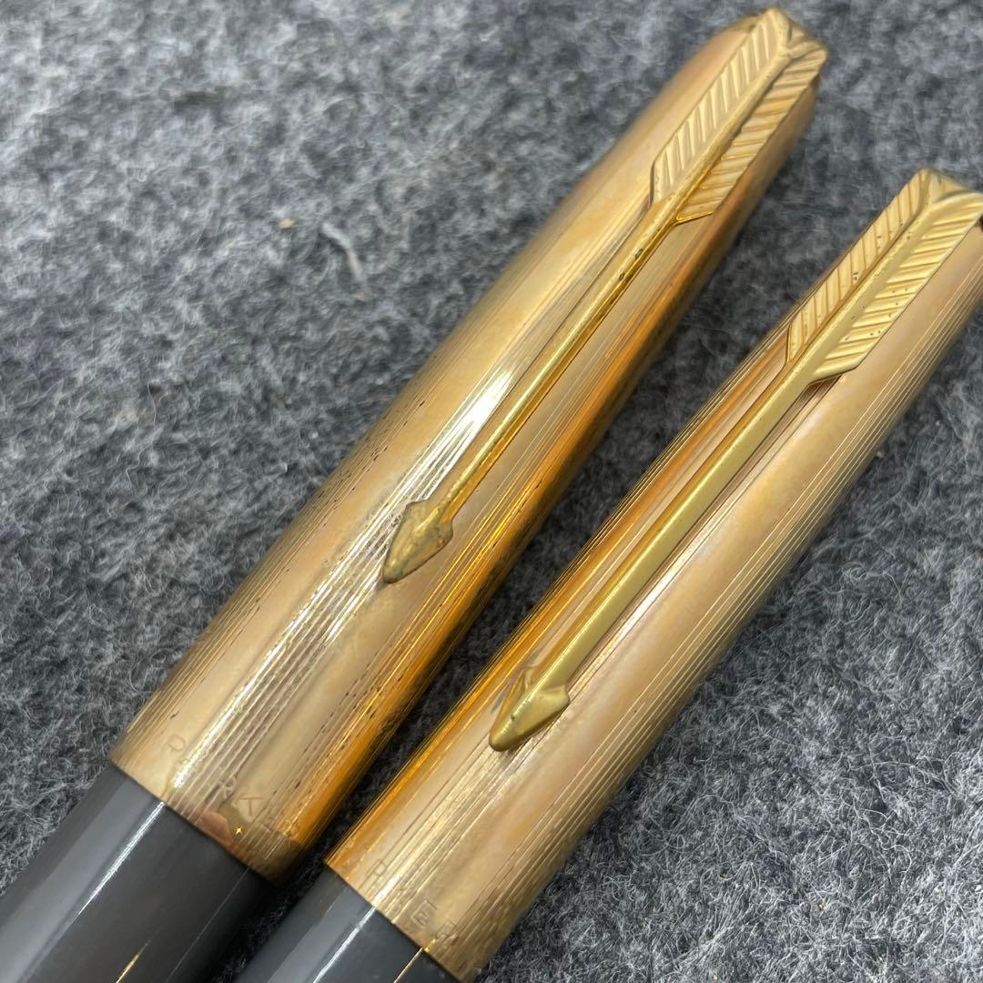 PE963□2本セット パーカー61 万年筆 ボールペン 金張りキャップ レア