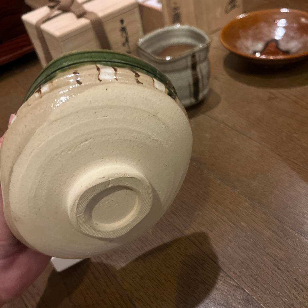 茶道具 3点セット 茶碗 火入れ 未使用品 大樋焼 唐津 織部