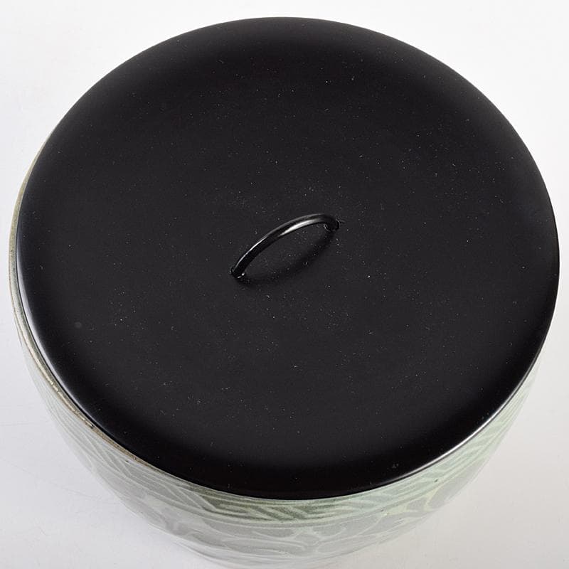 韓国　水広陶窯　李貞夏作　高麗青磁　花文　水指　合わせ箱　V　R7713B